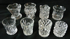 8 Vintage Clear Glass Pressed Design Toothpick Holders