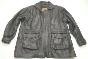 Phase 2 Mens Heavy Leather Jacket Coat w/ Zip-in Liner Dark Brown Size XL