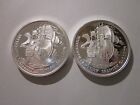 LOT OF TWO 1-OUNCE .999 SILVERS 16TH CENTURY SPANISH GALLEON ENGRAVEABLE REVERSE