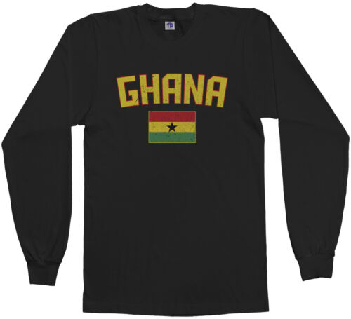 Threadrock Men's Ghana Flag Long Sleeve T-shirt Ghanaian Accra Soccer