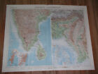 1959 VINTAGE MAP OF SOUTHERN INDIA SRI LANKA CEYLON / MADRAS MUMBAI INSET MAP