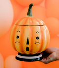 NEW! Johanna Parker Carnival Cottage Halloween Pumpkin Cookie Treat Jar