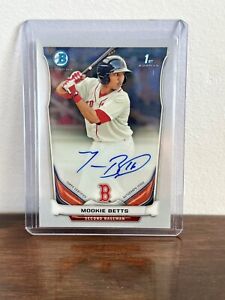 MOOKIE BETTS 2014 1st Bowman Chrome On Card Rookie Auto #BCAP-MB Red Sox Dodgers