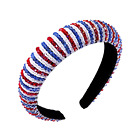 4Th of July Headbands for Women Red Blue White Crystal Rhinestone Padded Headban