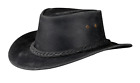 Men and Women Black Genuine Leather Cowboy Western Hat