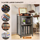 3-Tier Vinyl Record Player Stand Album Storage Cabinet 180 LP Turntable Table US