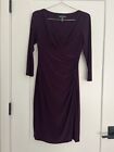 Lauren Ralph Lauren Women's Dress Size 4 Purple 3/4 Sleeve Rouched V-Neck