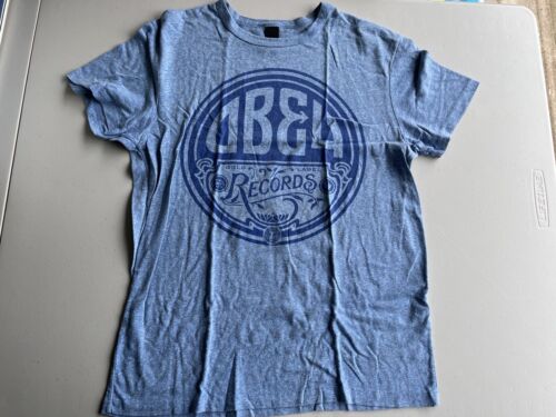 OBEY Shirt Short Sleeve Graphic Tee Blue Logo Records Size Large L