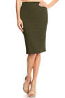 Solid High Waisted Pencil Skirt - Fitted Style