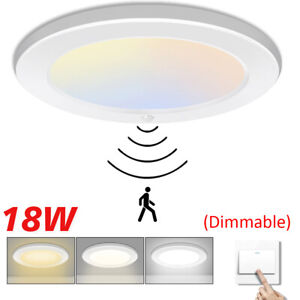 18W LED Ceiling Light PIR Motion Sensor Dimmable Flush Mount Garage Wall Lamp