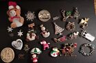 22 pc Lot Vtg-Now Christmas Jewelry: Pins, Brooches, Pendants, Button Covers...