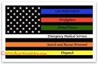 Thin Blue Line Decal - USA Flag with Red, Blue, EMT, Police Fire Dispatch Decal