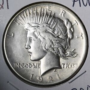 1921 Peace Silver Dollar CHOICE AU+ E341 KCMJ