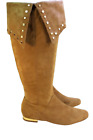 SAKS FIFTH AVENUE  Women's Knee High Boots  Brown Leather Studded Size 6 US