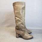 Fabianelli Brown Leather Knee High Heel Boots Size 36 Italian Distress Style A54