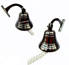 5'' Nautical Ship Bell Wall Bell Door Bell Rope Lanyard Pull Maritime Brass Bell