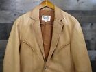 Scully Leather Jacket Mens 42 Brown Lined Western Dress Two Button Smile Pockets