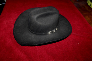 RESISTOL 4X Beaver Cowboy Hat SIZE 7 1/4 MADE IN USA BLACK LONG OVAL WESTERN