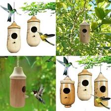 Wooden Color Hummingbird House Bird Feeder Outdoor Garden Patio Hanging Decor
