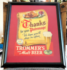 RARE TROMMER'S BEER FRAMED UNDER GLASS THANK FOR YOUR PATRONAGE SIGN BROOKLYN NY