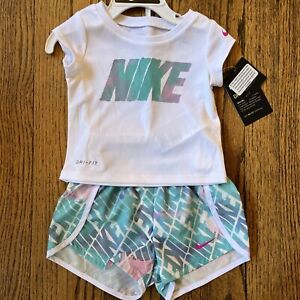 NIKE Baby Girl's Dri-FIT Logo T-Shirt & Sprint Shorts, 2-piece Mismatch Set