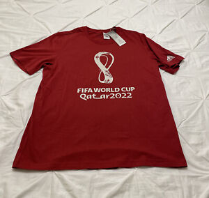 NWT! FIFA WORLD CUP 2022 Qatar football soccer Lg t-shirt Adidas Football Cotton