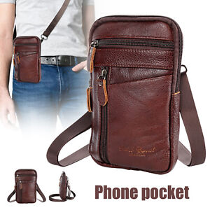 Men's Cell Phone Belt Pack Bag Loop Waist Holster Pouch Case Leather Crossbody