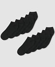 $71 Hanes Men's Black 10 Pair Pack Cotton Logo Cushioned Low Cut Socks Shoe 6-12