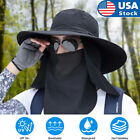 UV Protection Wide Brim Sun Hat with Neck Flap Hiking Fishing Cap for Men Women