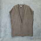Chicos Sweater Womens Size 2 US Large Tan Shimmer Ribbed Open Front Cardigan