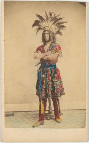 Actor Tinted Native American Indian Costume Axe 1860s CDV Carte de Visite X624