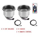 2PCS Stainless Steel 14 LED RGB Cup Drink Holder Remote Control Marine Boat Car