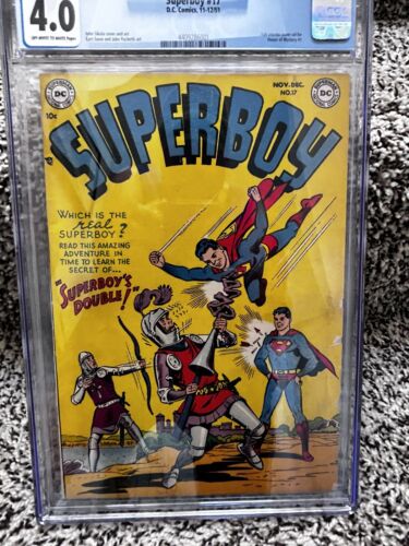 Superboy  17 1951 DC Comics CGC 4.0 Krypto Golden Age OW-W Pages - Vintage