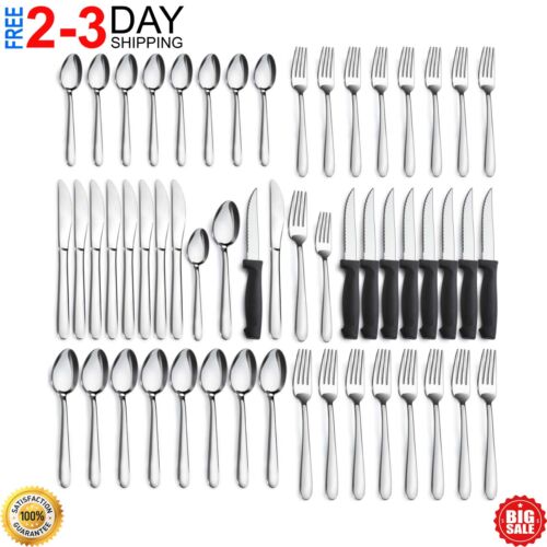 48 Pcs Silverware Set for 8 Stainless Steel Flatware Cutlery Utensil Kitchen New