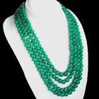 EXCELLENT RARE 1128.00 CTS NATURAL 3 STRAND GREEN EMERALD ROUND BEADS NECKLACE