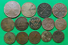 Lot of 14 Different Old Sweden Copper Coins 1666-1866 Vintage World Foreign !!