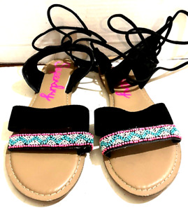 Superdry Women’s Size 7 multicolor  calf tasseled tie  flat Sandals