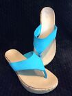 Crocs  A-Leigh Cork Wedge Thong Flip Flop Sandals Turquoise Women’s Size 9 ~ EUC