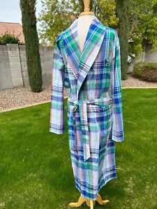 Polo Ralph Lauren Wrap Robe Men S/M Multi Plaid Lightweight Woven Cotton $80 NWT