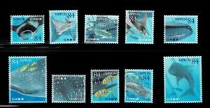 Japan 2021 Fish Sea Life Whale Sharks 84Y Complete Used Set Sc# 4516 a-j