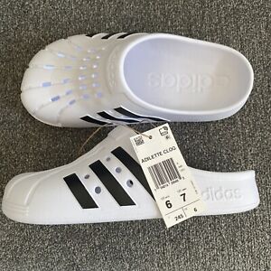 Adidas Adilette Clogs Superstar White Black Slip-On Clog Sandals Men’s 6 Wo’s 7