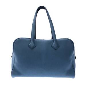 Hermes Victoria 2 Four Toe 35 Shoulder Bag Metal Fittings Blue Thalassa Taurillo
