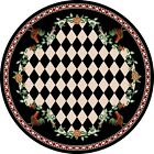 High Country Rooster Black Country Farmhouse Ranch Round Rug 8'x8'