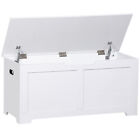 Storage Chest Wooden Toy Chest with Lid Storage Bench with Safety Hinge White