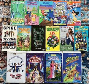 RARE KIDS VHS LOT Cartoons Rugrats TMNT Sinbad Nostalgia 90s Retro Disney WONKA