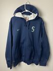 Nike Seattle Mariners Men’s L Blue Hooded Zip Fleece Jacket EUC