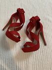 Women's Delicious Red Strappy High Heel Shoes, Size 6, Pre-Owned/Never Worn