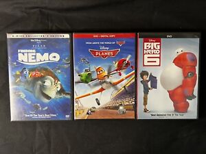Disney Pixar DVD Lot of 3 Finding Nemo Planes Big Hero 6