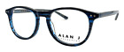 ALAN J - AJ-126 C3 49/19/145 - INK BLUE HORN - NEW Authentic EYEGLASSES Frame