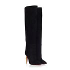CHRISTIAN LOUBOUTIN 1995$ Lipbotta 100mm Over-The-Knee Boots Stretch Suede Black
